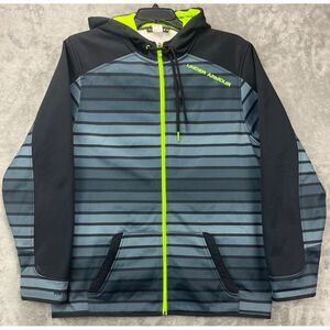 Under Armour Men's‎ Storm Softshell Jacket Hoodie Teal Black Striped 2XL Loose